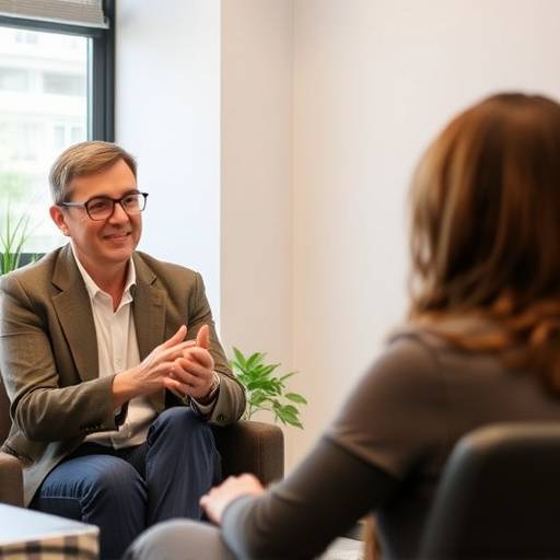 Un coach che guida un cliente in una sessione di coaching di carriera