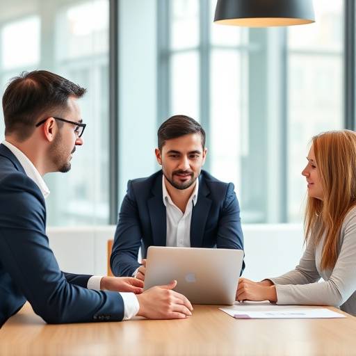 Un team di consulenti aziendali che collaborano durante una riunione