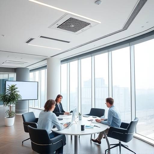 Un team di consulenti che lavorano in un ufficio moderno con vista su Milano