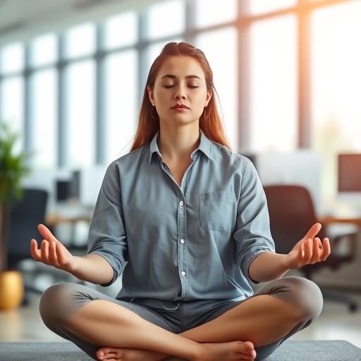 Una persona che medita per gestire lo stress in ufficio